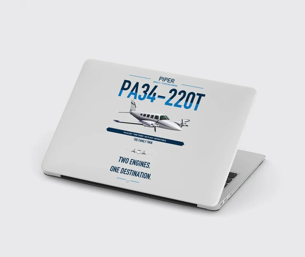Piper PA-34-220T Seneca V design on light gray MacBook case