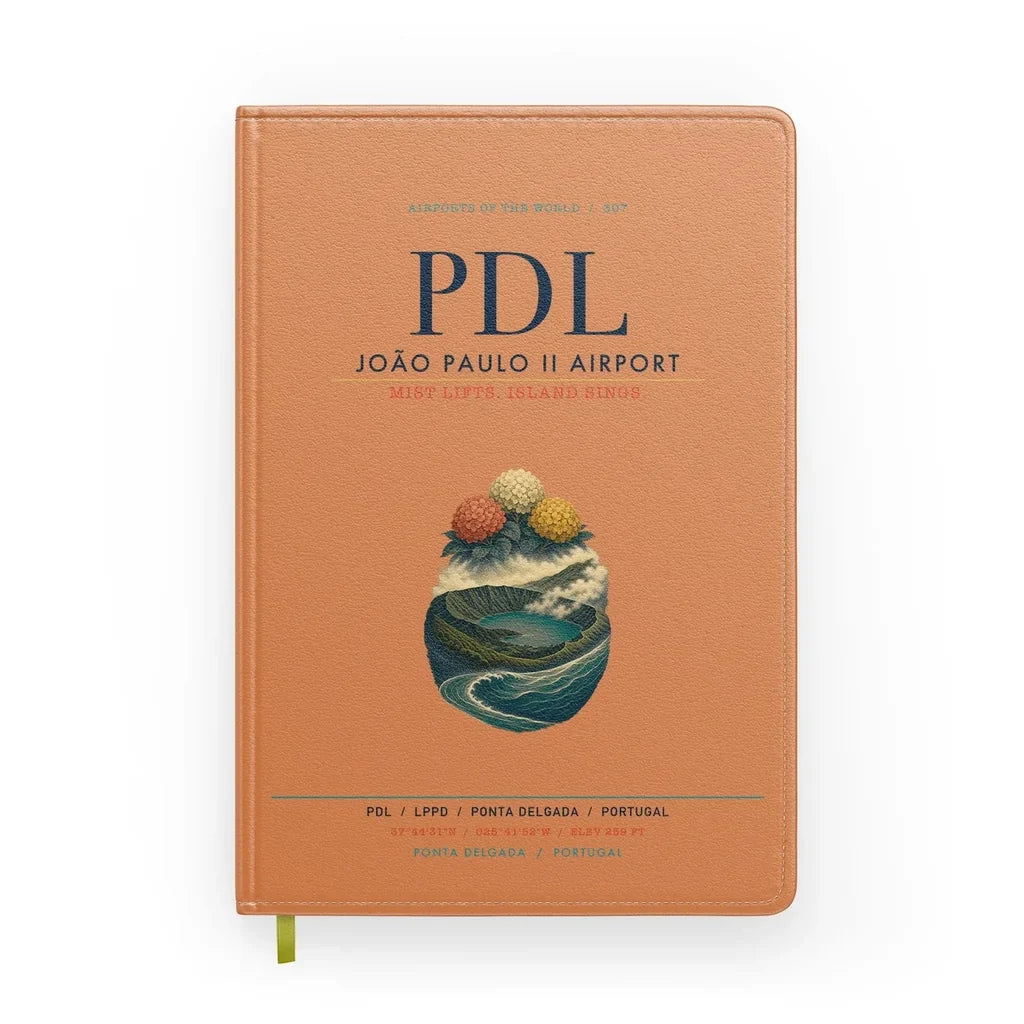 João Paulo II Airport (PDL) design on orange notebook