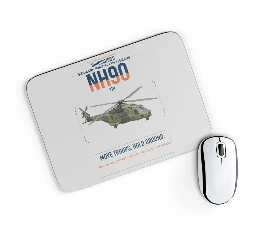 NHIndustries NH90 TTH design on light gray rectangle mouse pad