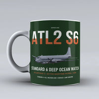 Thumbnail for Atlantique 2 Standard 6 design on dark green ceramic mug, double-side print