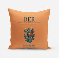 Thumbnail for Berlin Brandenburg Airport Willy Brandt (BER) design on orange pillow