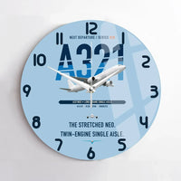 Thumbnail for Airbus A321neo design on light blue no frame wall clock