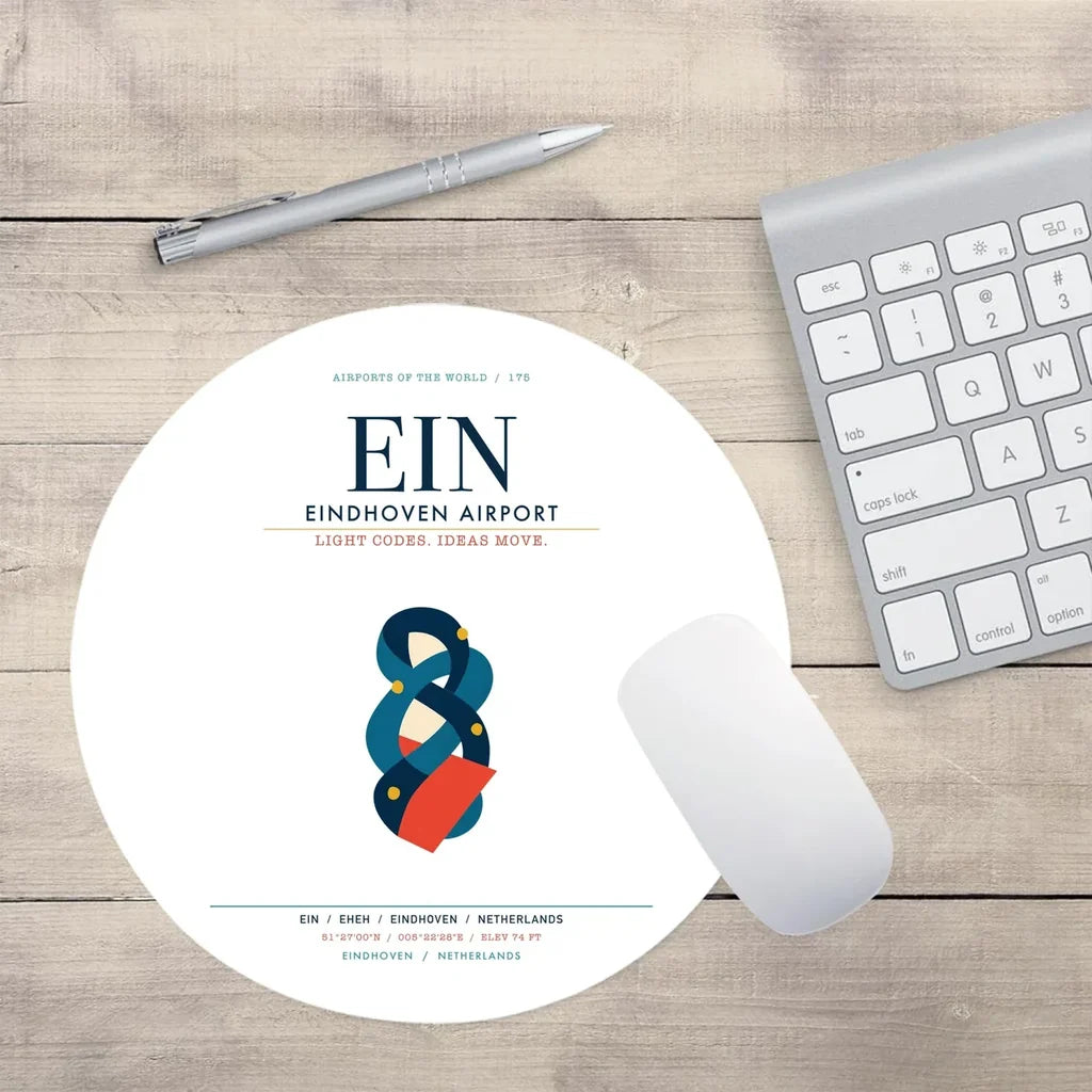 Eindhoven Airport (EIN) design on white round mouse pad