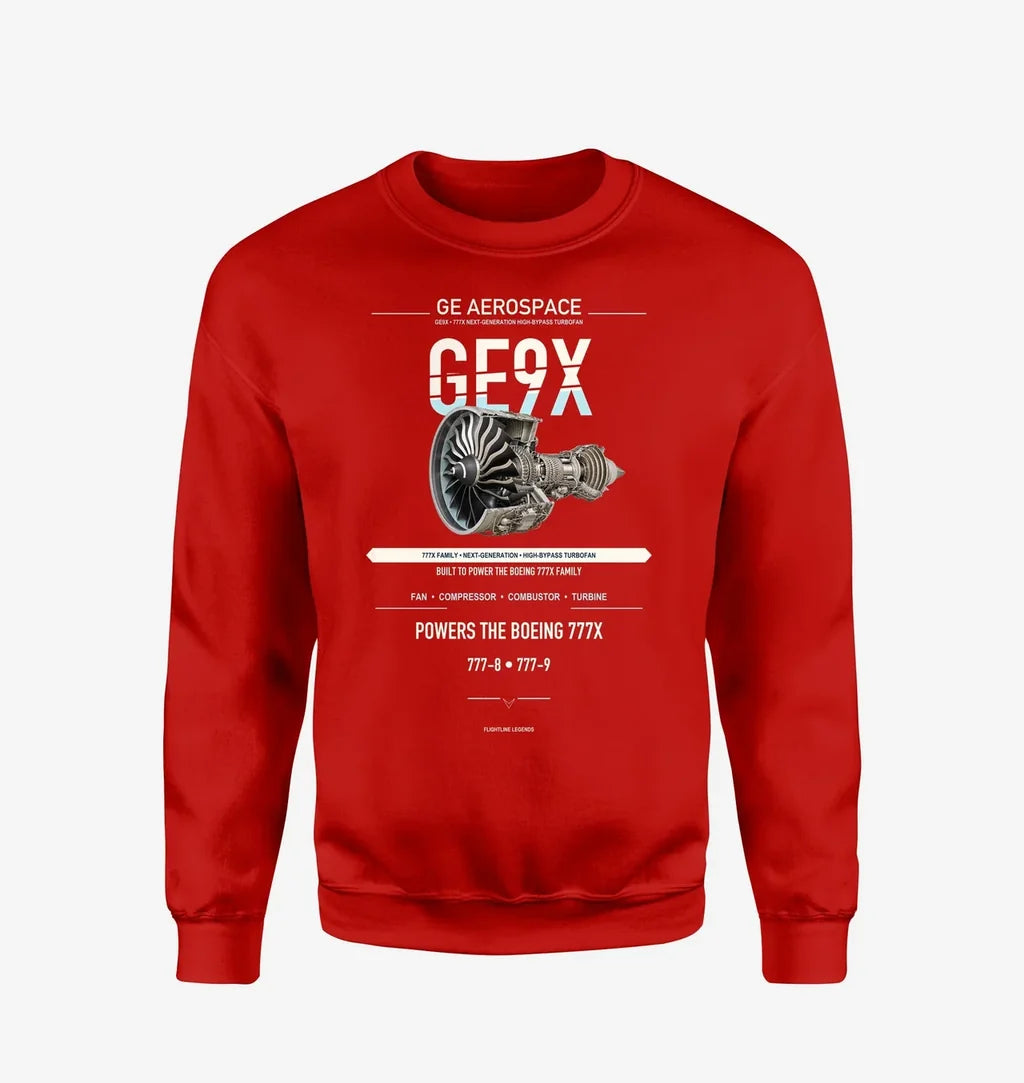 GE9X design on red sweatshirt