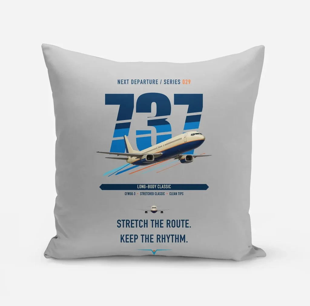 Boeing 737-400 Classic design on light gray pillow