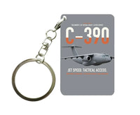 Thumbnail for C-390 Millennium design on gray designed key chain, double-side print