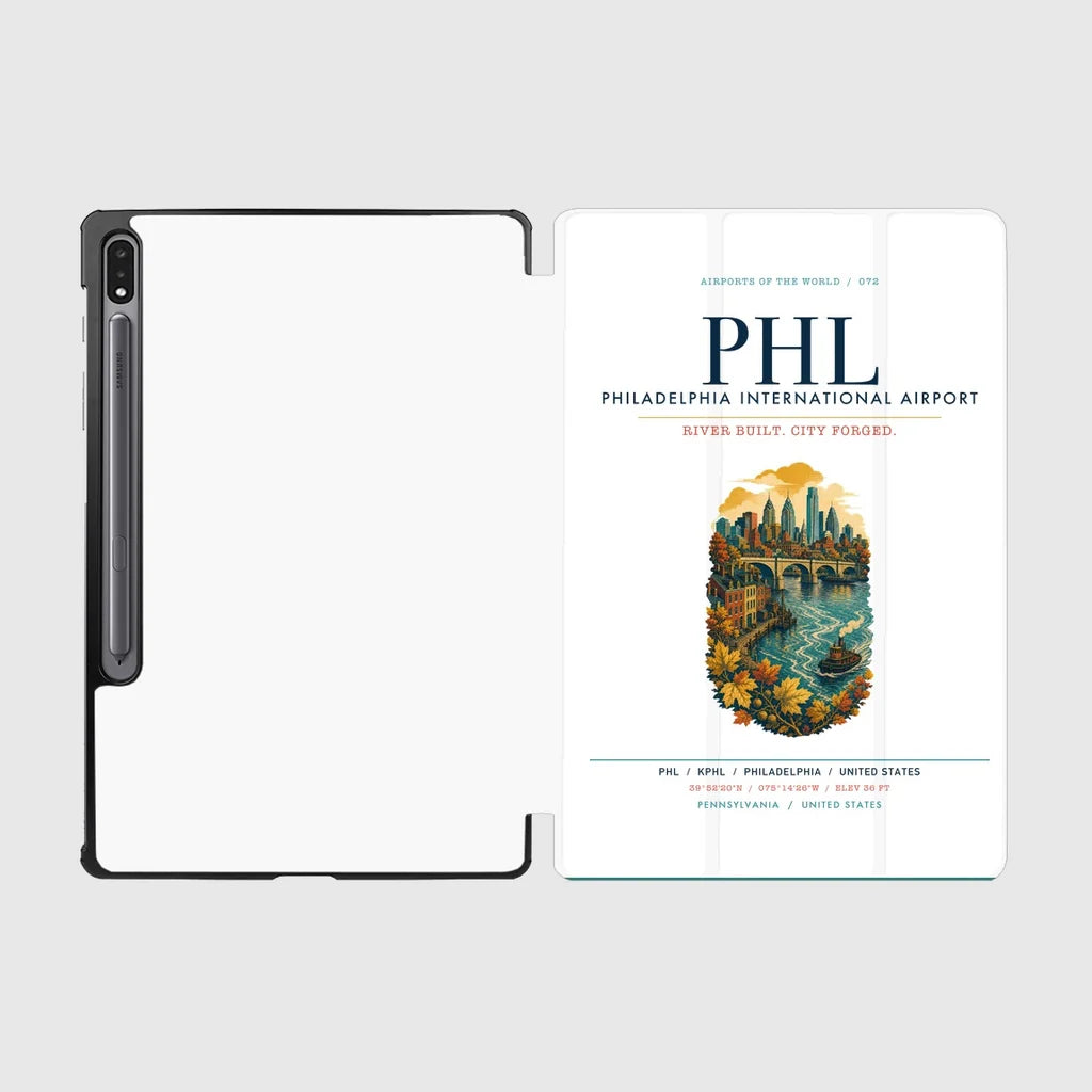 Philadelphia International Airport (PHL) design on white samsung tablet tablet case