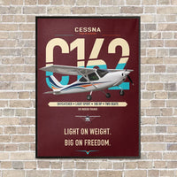 Thumbnail for Cessna 162 Skycatcher vertical canvas print - framed - dark red background