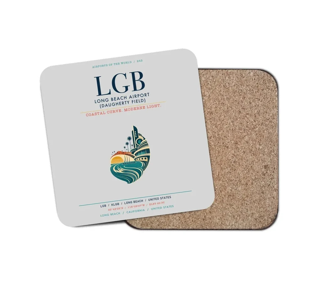Long Beach Airport (Daugherty Field) (LGB) design on light gray 1 piece coaster