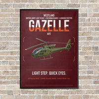 Thumbnail for Westland Gazelle AH1 vertical canvas print - framed - dark red background