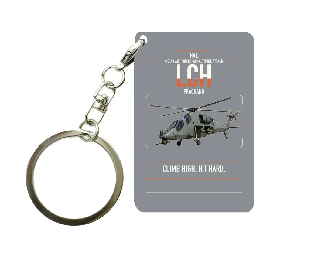 HAL LCH Prachand design on gray designed key chain, double-side print