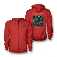 Thumbnail for VINTAGE G4248 - The Night Freight Departure - Premium Zipped Hoodie design on red