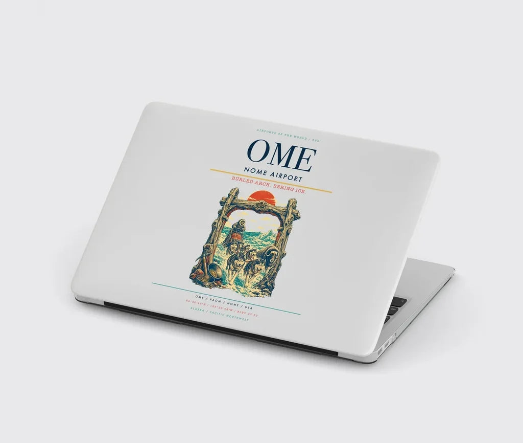 Nome Airport (OME) design on light gray MacBook case