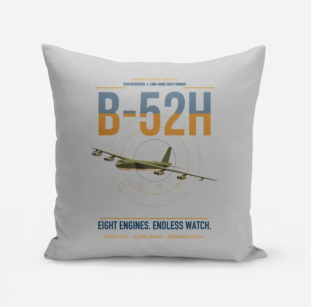 B-52H Stratofortress design on light gray pillow