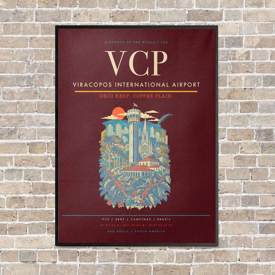 Viracopos International Airport VCP - Canvas Framed - Dark Red