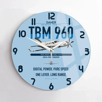 Thumbnail for Daher TBM 960 design on light blue no frame wall clock