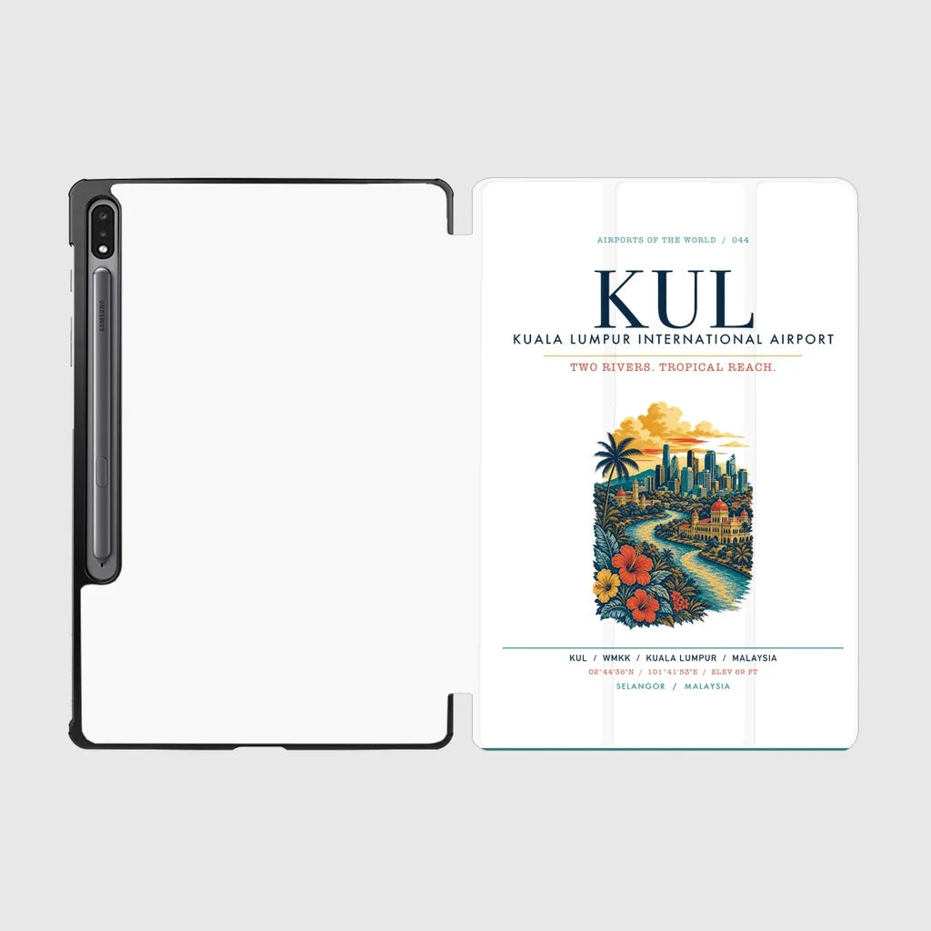 Kuala Lumpur International Airport (KUL) design on white samsung tablet tablet case