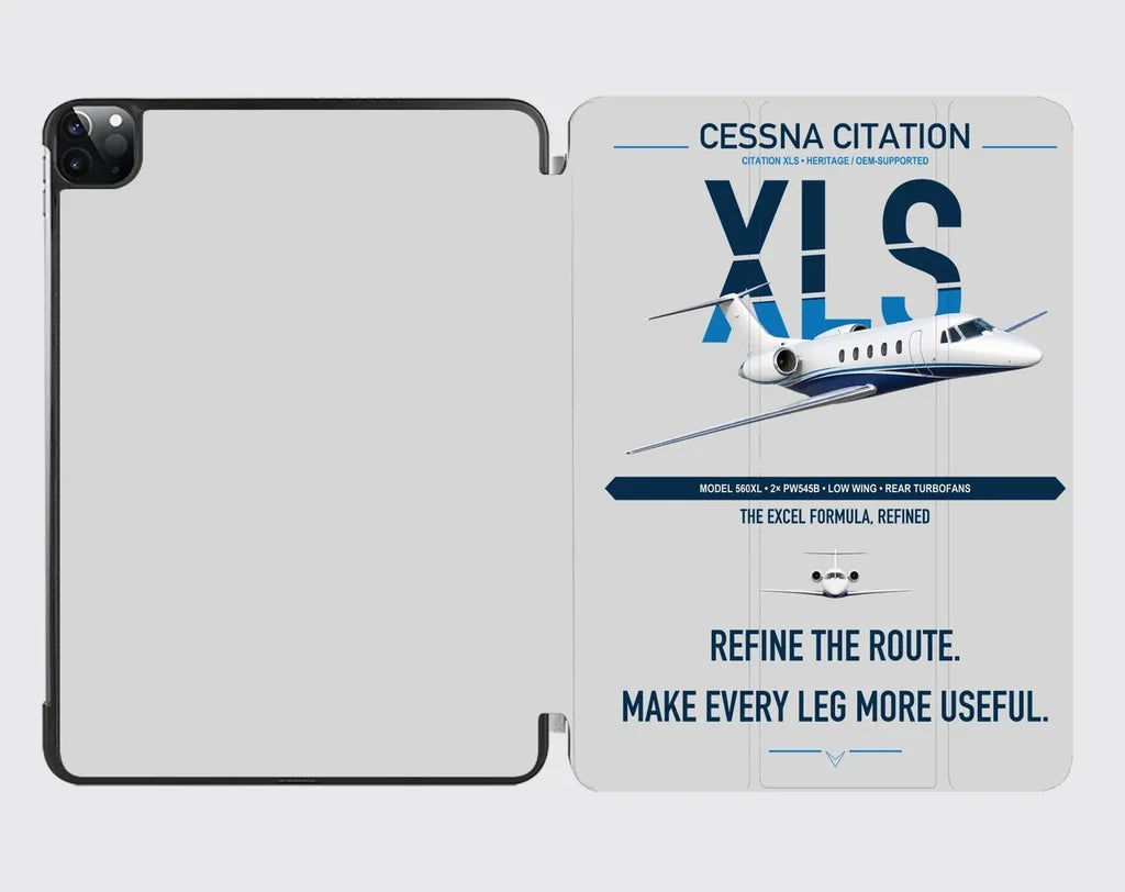 Cessna Citation XLS design on light gray ipad tablet case