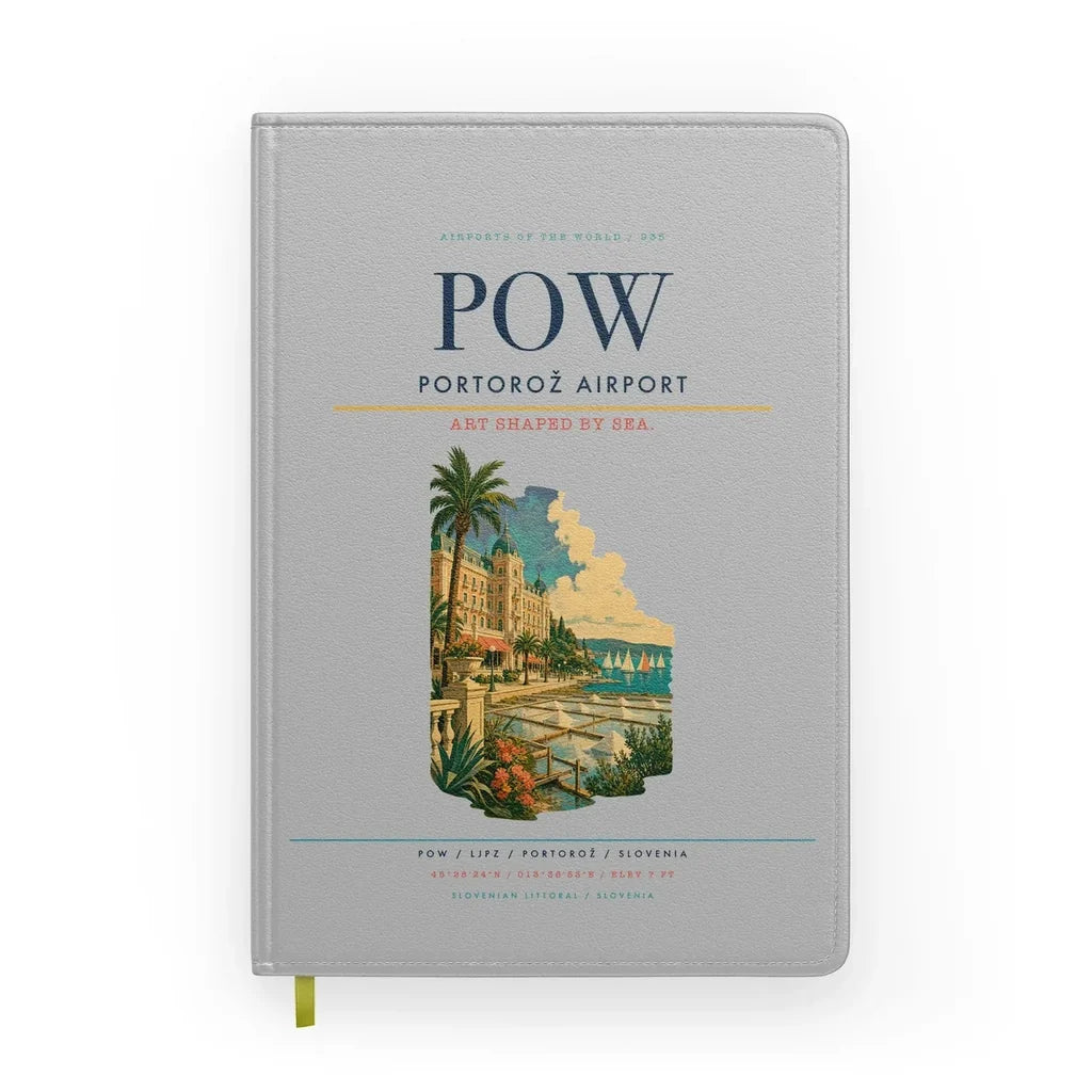 Portorož Airport (POW) design on light gray notebook