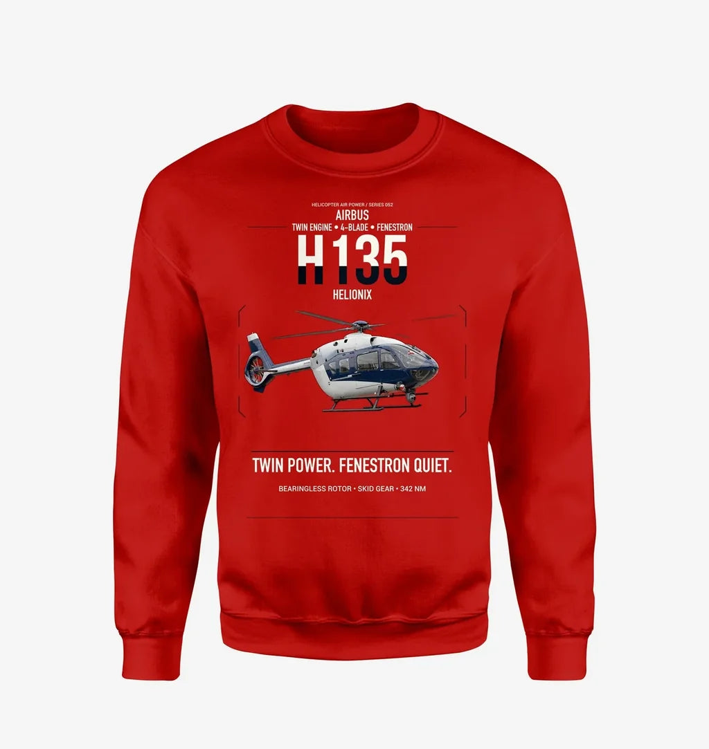 Airbus H135 design on red sweatshirt