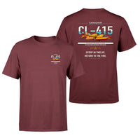 Thumbnail for Canadair CL-415 design on dark red t-shirt, double-side print