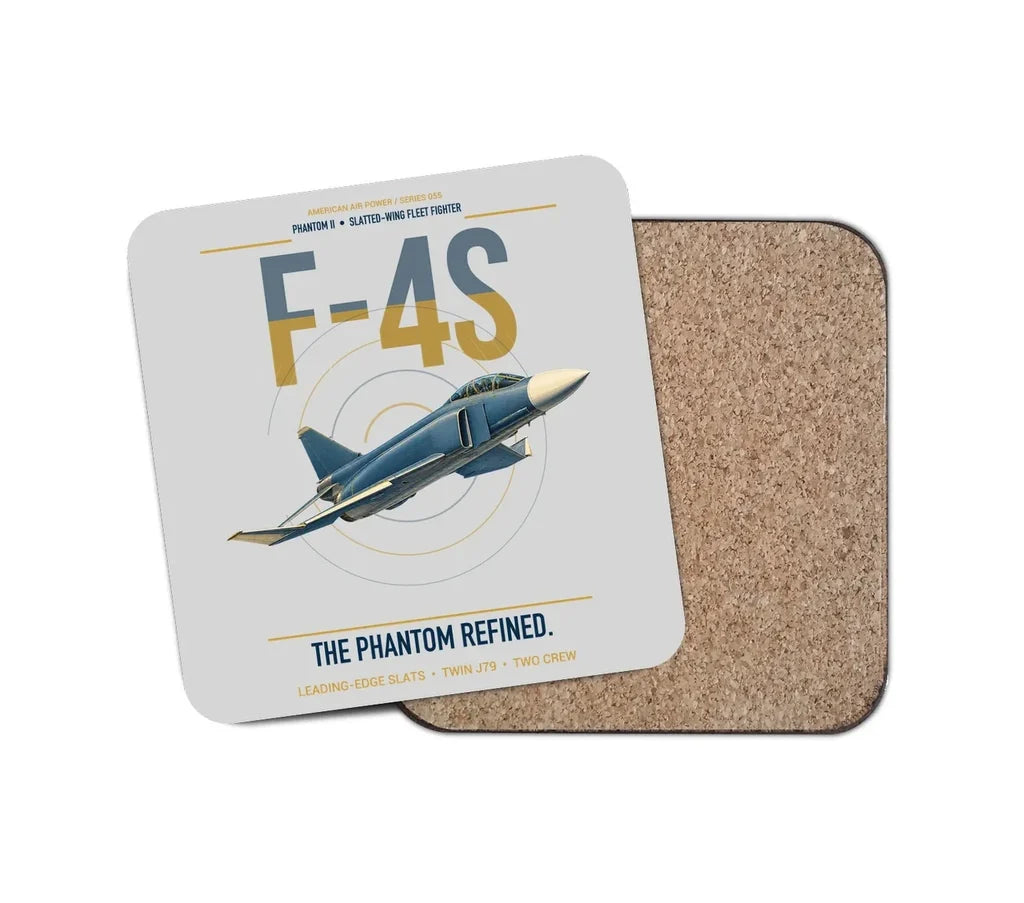 F-4S Phantom II design on light gray 1 piece coaster