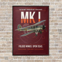 Thumbnail for Fairey Swordfish Mk I vertical canvas print - framed - dark red background