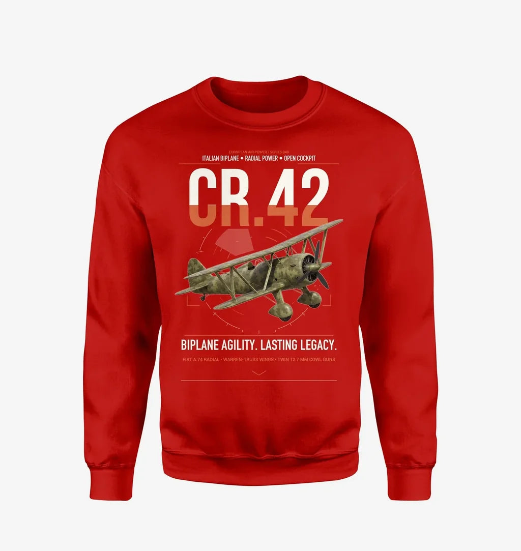 Fiat CR.42 Falco design on red sweatshirt