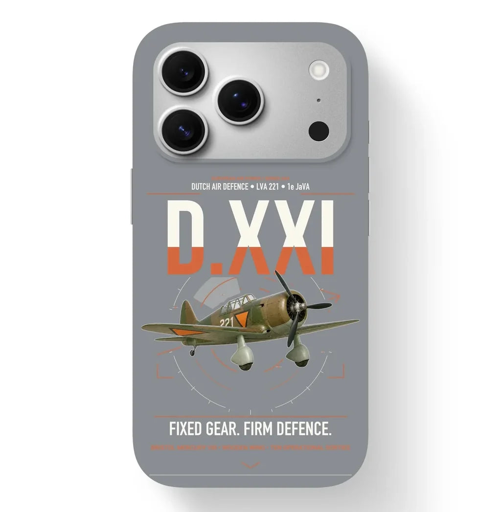 Fokker D.XXI — Dutch LVA aircraft 221 design on gray magsafe iphone case, for iPhone 17 Pro