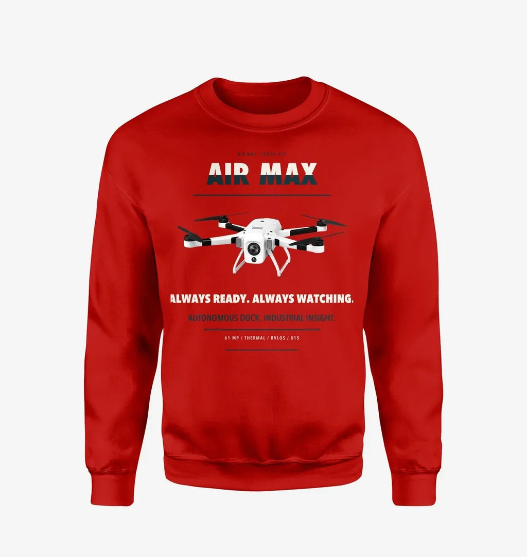 Percepto Air Max design on red sweatshirt