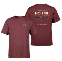 Thumbnail for HC-130J COMBAT KING II design on dark red double-side t-shirt, double-side print