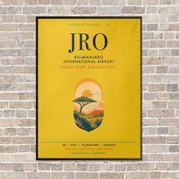 Thumbnail for Kilimanjaro International Airport JRO vertical canvas print - framed - yellow background
