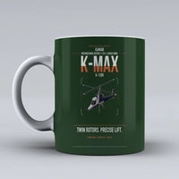 Thumbnail for Kaman K-1200 K-MAX design on dark green ceramic mug, double-side print
