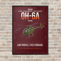 Thumbnail for Hughes OH-6A Cayuse vertical canvas print - framed - dark red background