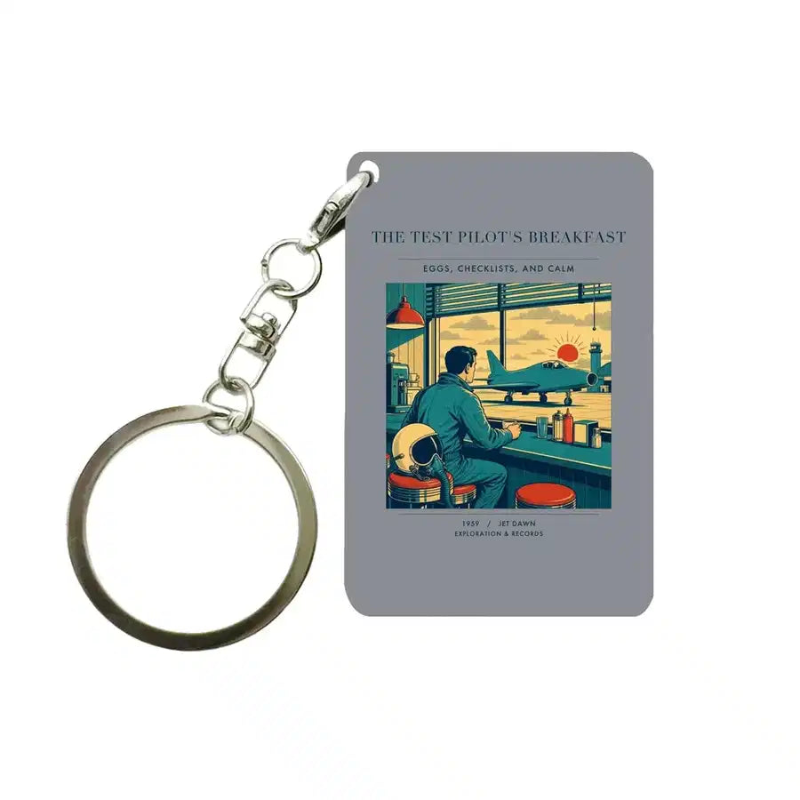 VINTAGE G4457 - The Test Pilot's Breakfast - Designed Key Chain design on gray