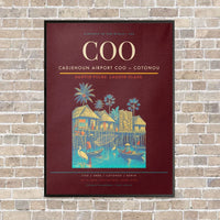 Thumbnail for Cadjehoun Airport COO — Cotonou vertical canvas print - framed - dark red background