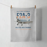 Thumbnail for F2A-3 Buffalo Hold the Line at Midway design on light gray towel