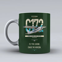 Thumbnail for Cessna 172 Skyhawk design on dark green ceramic mug, double-side print