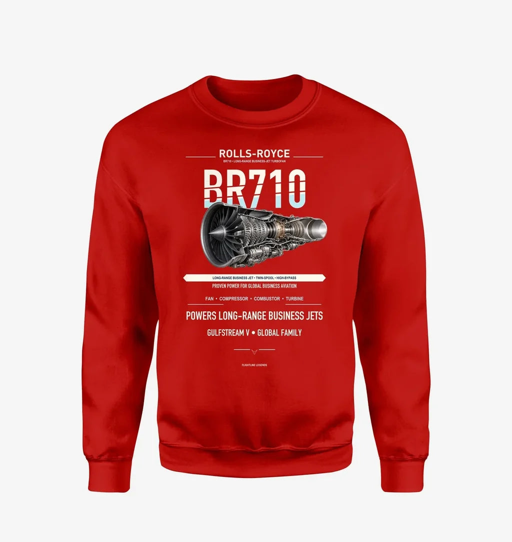 BR710 design on red sweatshirt