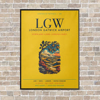Thumbnail for London Gatwick Airport LGW vertical canvas print - framed - yellow background