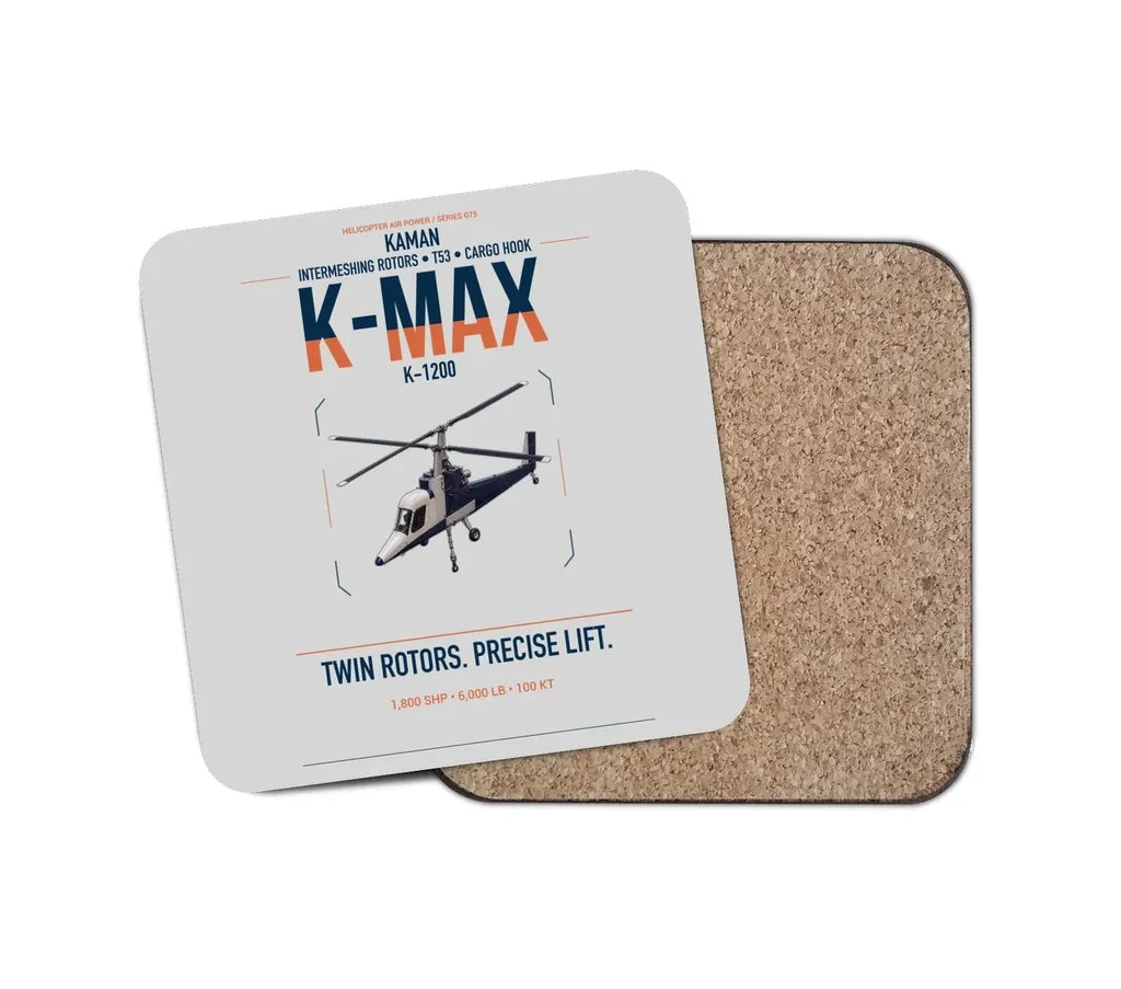 Kaman K-1200 K-MAX design on light gray 1 piece coaster