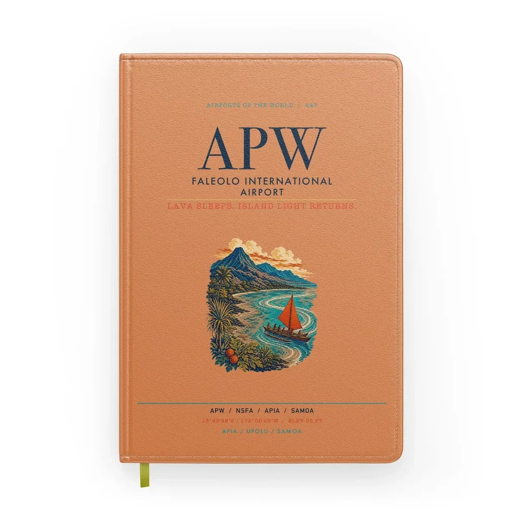 Faleolo International Airport (APW) design on orange notebook