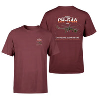 Thumbnail for Sikorsky CH-54A Tarhe design on dark red t-shirt, double-side print