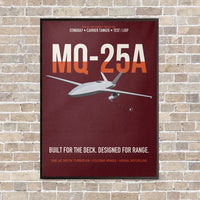 Thumbnail for MQ-25A STINGRAY vertical canvas print - framed - dark red background