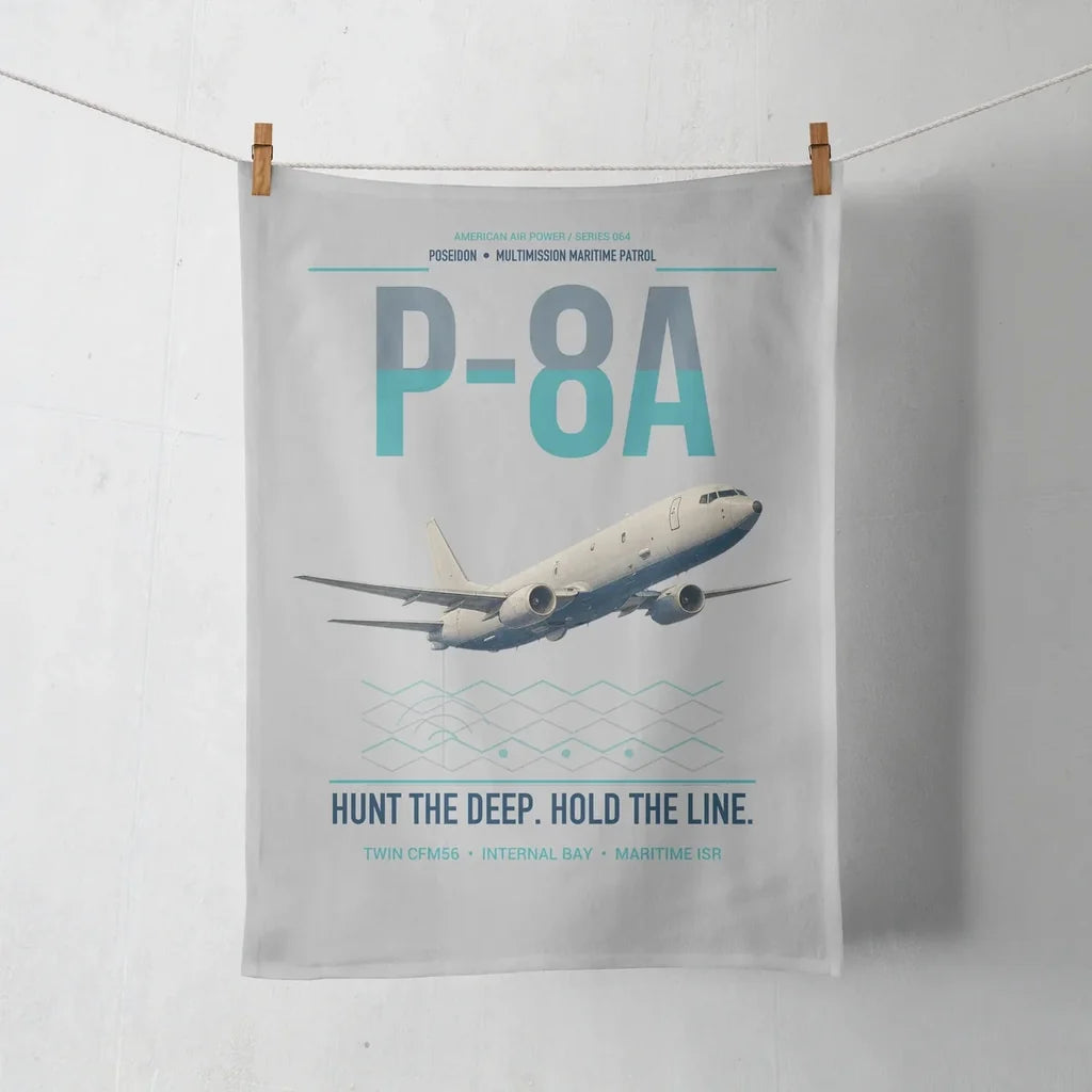 P-8A Poseidon design on light gray towel