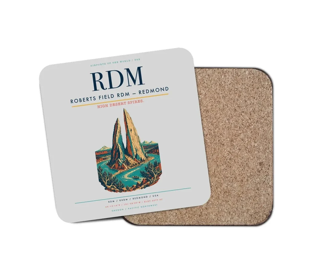 Roberts Field (RDM) design on light gray 1 piece coaster