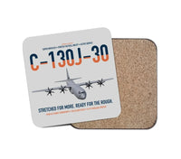 Thumbnail for C-130J-30 Super Hercules design on light gray 1 piece coaster