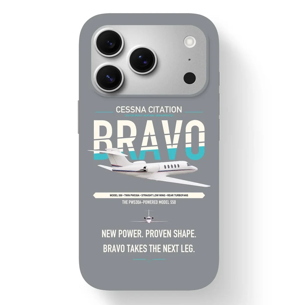 Cessna Citation Bravo design on gray magsafe iphone case, for iPhone 17 Pro