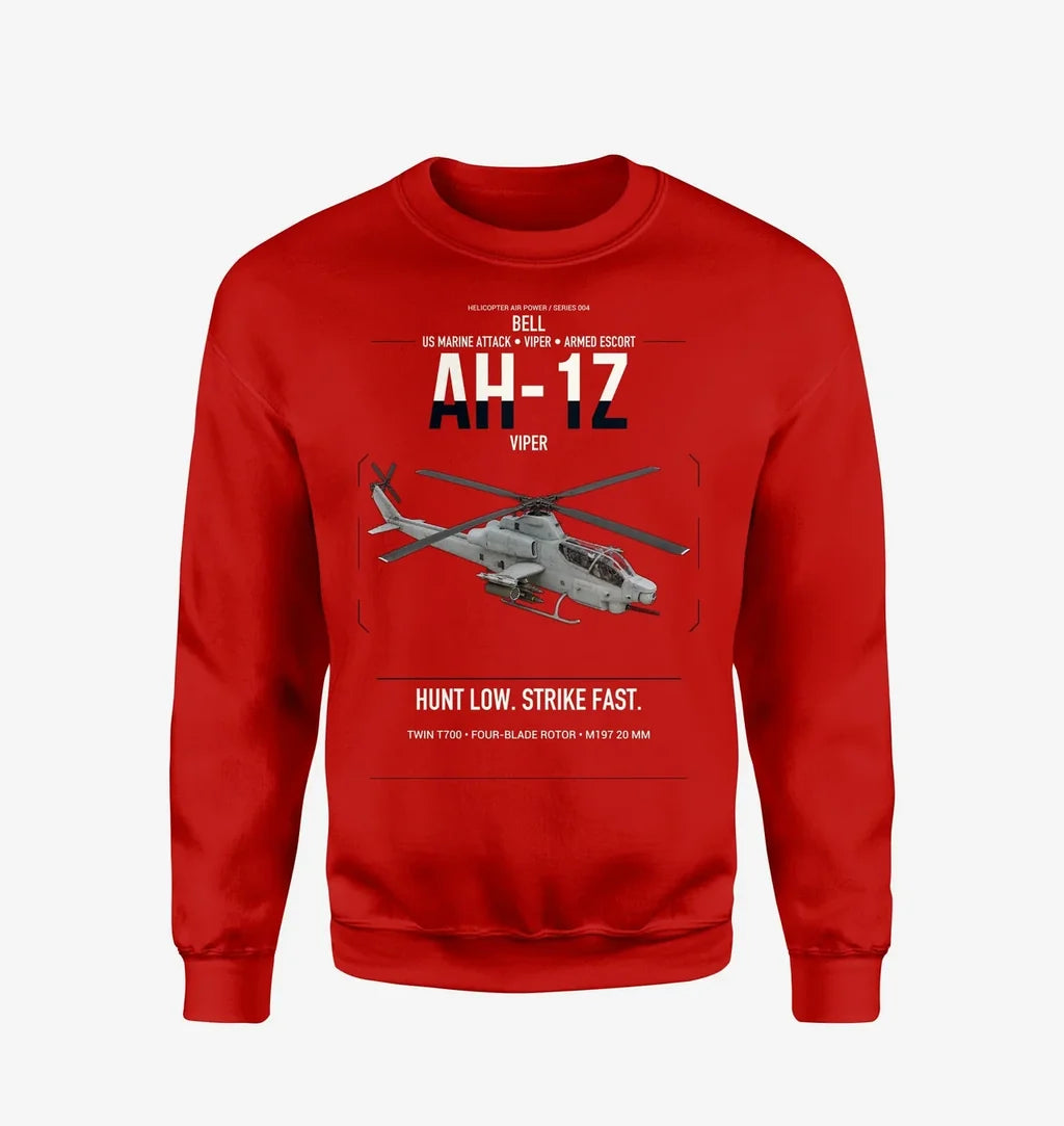 Bell AH-1Z Viper design on red sweatshirt
