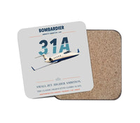 Thumbnail for Bombardier Learjet 31A design on light gray 1 piece coaster